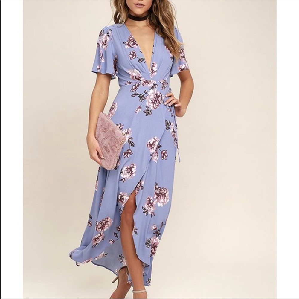ASTR Selma Periwinkle Maxi Wrap Dress